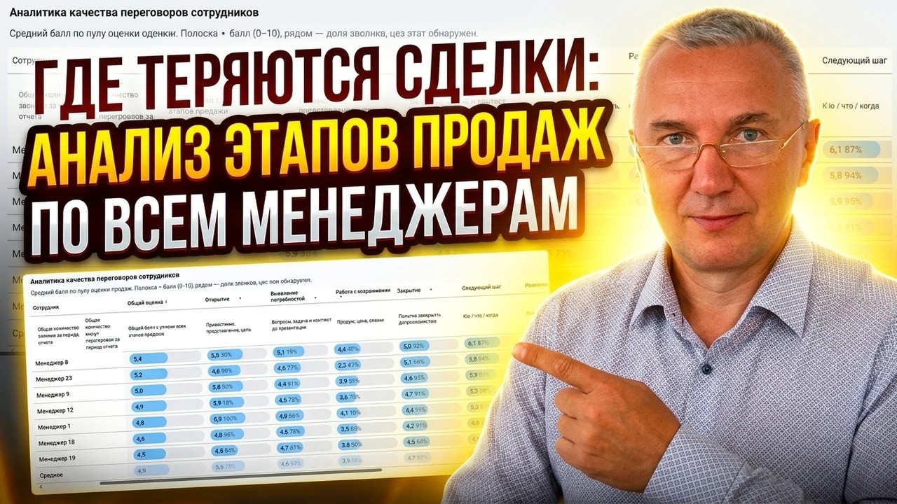 Речевая аналитика для 1С: оценка всех менеджеров по этапам продаж