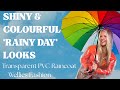 Shiny Colourful Rainy Day Looks Transparent PVC Raincoat Wellies Fashion