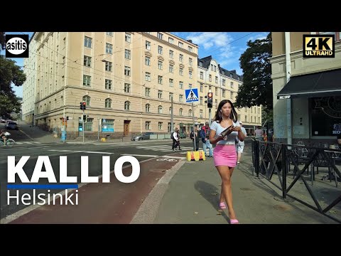 Dia quente de verão no moderno distrito de Kallio - Helsinki Finland Walking Tours (agosto de 2022)