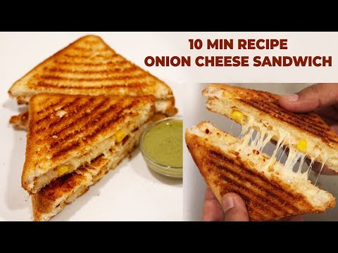 Cheese Onion Sandwich - 10 Minute Grilled Sand Wich Recipe - CookingShooking