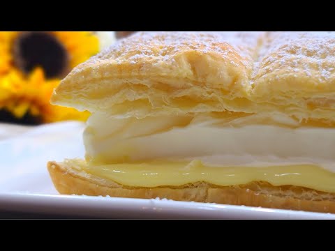 Polish Cream Cake with custard and whipped cream