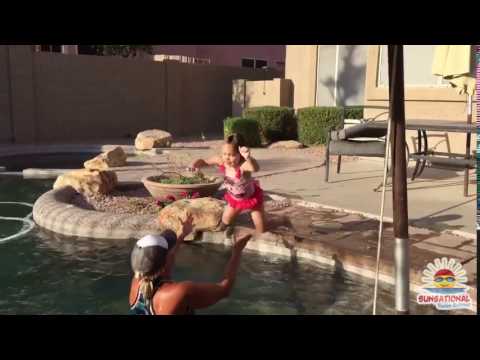 2 year-old jumps into the pool