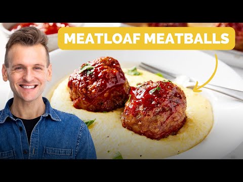 Meatloaf Meatballs with Parmesan Polenta | An easier way to make meatloaf!