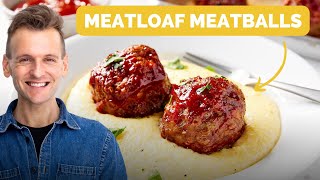 Meatloaf Meatballs with Parmesan Polenta | An easier way to make meatloaf!