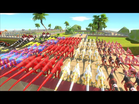 Colored CARNIVORE DINOSAURS vs All Units Championship - Animal Revolt Battle Simulator