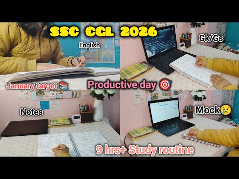 SSC CGL 2026🎯ll Life of a SSC aspirant ✨ productive day 📚My january target📝 #ssccgl #studyvlog #ssc