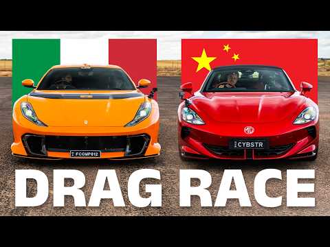 MG Cyberster vs Ferrari 812 Competizione DRAG RACE! V12 vs electric