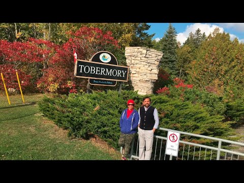 Prati & Jit at Tobermory on the Bruce Trail
