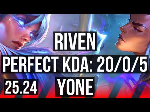 RIVEN vs YONE (TOP) | Perfect KDA: 20/0/5 | KR Diamond | 25.24