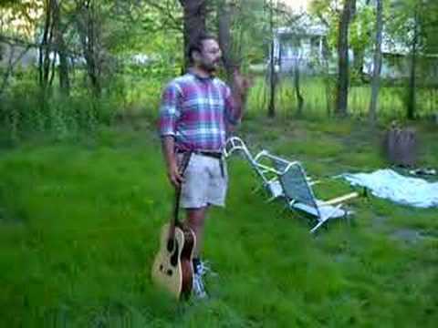 Rob Bronco sings in Laura's backyard to a bunch of Icelandic