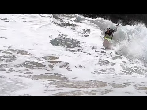 Pro Surfers enter bodyboarding contest at a crazy shorebreak wedge!!