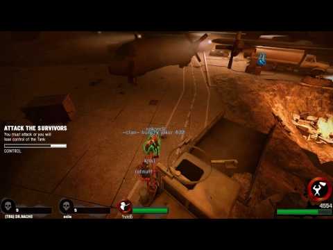 Left 4 Dead \\ Dead Air Finale \\ tank hits survivor and hunter catches it.