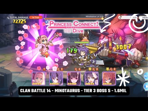 Princess Connect! Clan Battle 14 - Minotaurus - Tier 3 Boss 5 - 1.6Mil - Muimi Tank