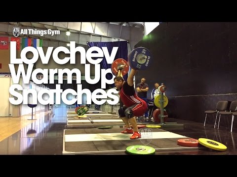 Aleksey Lovchev Warm Up Power Snatches 2015 Russian Weightlifting Championships