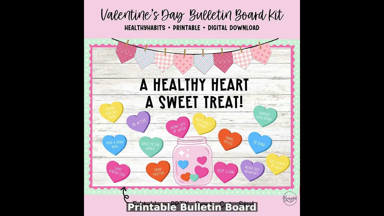 Valentine's Day Healthy Habits Bulletin Board Decor