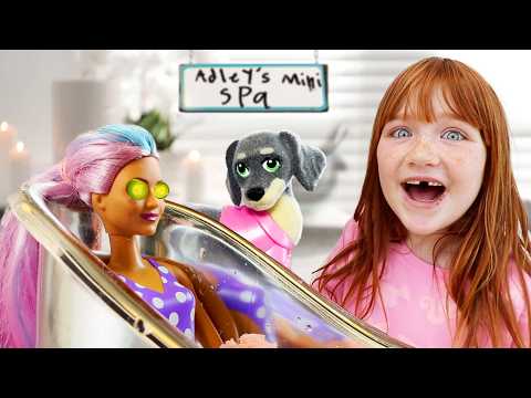 ADLEY'S MiNi SPA with FRiENDS!!  Mystery Salon for crazy customers and tiny dolls! Fashion Makeover