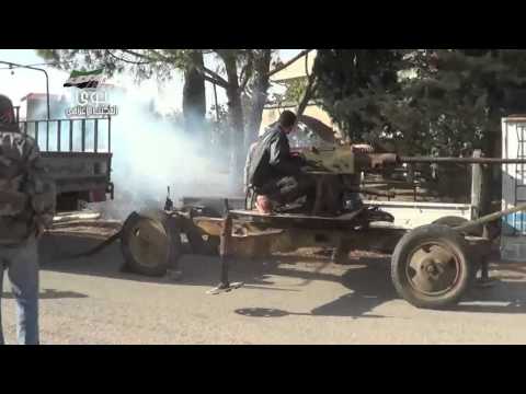 استهداف تحصينات قوات النظام في تل الهش في ريف درعا بواسطة مدفع 37 من قبل لواء أحفاد الرسول