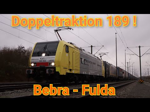 Doppeltraktion 189 ! Führerstandsmitfahrt von Bebra nach Fulda über die Nord Süd Strecke