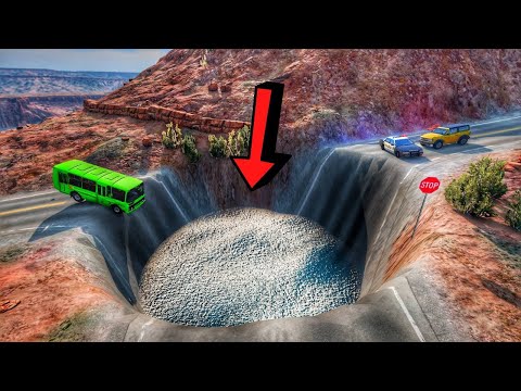 CARS VS GIANT PIT DEEP WATER #42 - BeamNG Drive!