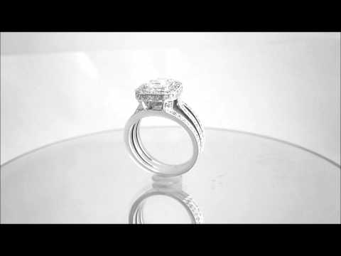 14K WHITE GOLD ASSCHER CUT DIAMOND ENGAGEMENT RING  PAVE AR DECO 1.78CTW - KNR INC - 345