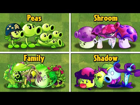 Best 16 Team Pea x Shroom x Shadow x Family - Which Team Plant Will Win? - PvZ 2 Team Plants
