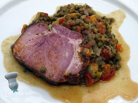 Recette de palette fumée aux lentilles à la tomate et au curry