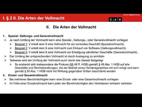 BGB AT – Folge 25 (Vollmacht: Form, Erlöschen; §§ 170–173 BGB)