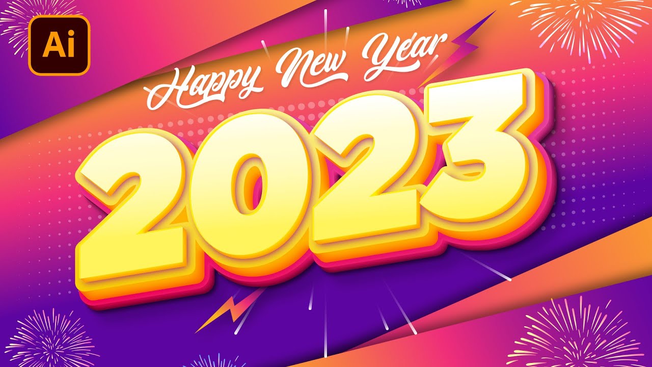 Happy New Year - 3D Text Effect in Illustrator