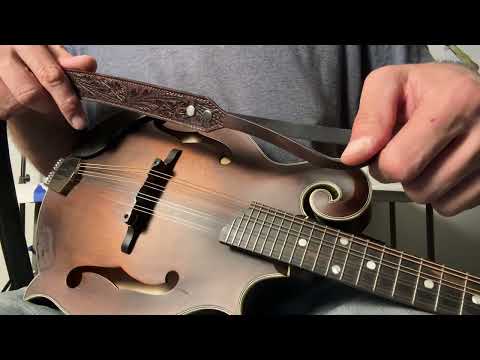 Walker And Williams M-20-RD Mahogany Red Leather Premium Padded Mandolin Strap With Celtic Chain Design image 14