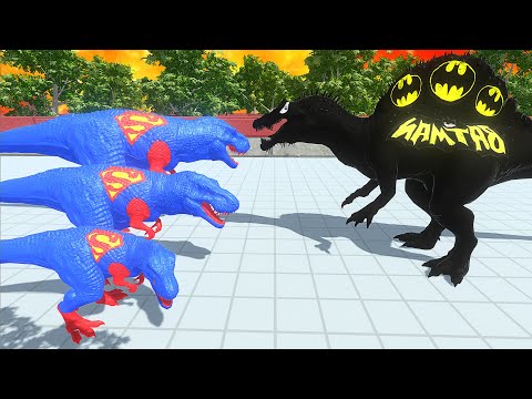 X3 Superman T-rex Of Batman Spinosaurus Death Climb - Animal Revolt Battle Simulator