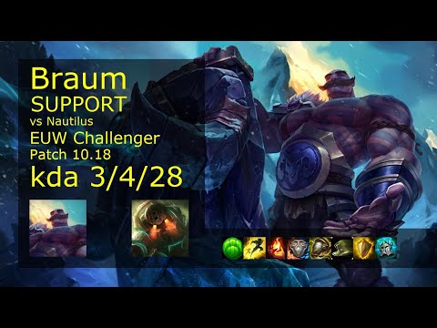 Braum Support & Ashe vs Nautilus & Kai'Sa - EUW Challenger 3/4/28 Patch 10.18 Gameplay