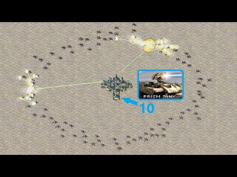 10 Prism Tanks vs 100 Terror Drones - Red Alert 2
