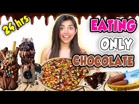I only ate CHOCOLATE food🍫 for 24 HOURS challenge| *chocolate samosa, chocolate injection*🤤🤩