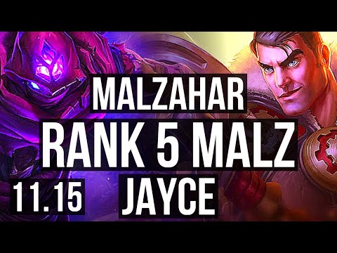 MALZAHAR vs JAYCE (TOP) | Rank 5 Malz, 3/0/4, 2.0M mastery, 1400+ games | KR Master | v11.15