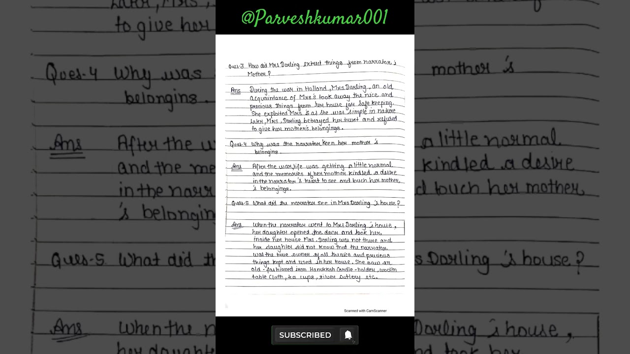 Class 11 English (snapshot) Chapter 1 The Address Question answer Notes Pdf