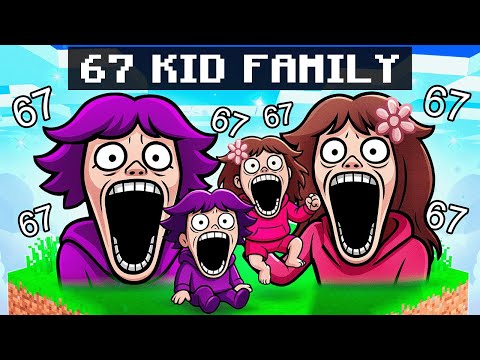 Having a 67 KID FAMILY In Minecraft!