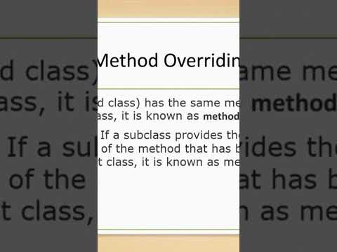 Method Overriding Short Java Programming Language Malayalam Tutorial