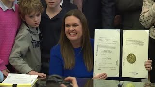 Arkansas Gov. Sarah Sanders signs education bill into law