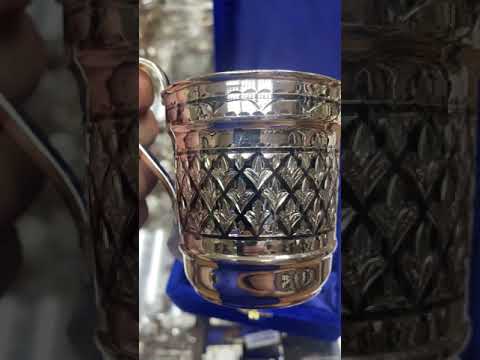 Серебряная кружка для воды или компота «трилистник» ср, кр070