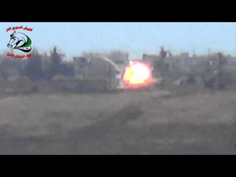 استهداف  قوات النظام بصاروخ تاو من قبل فرسان الحق   في المغير في محافظة حماة