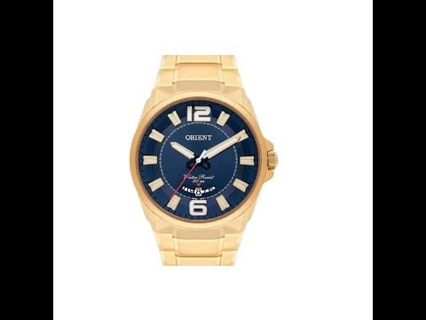 Relógio Orient Masculino Dourado Fundo Azul MGSS1157 D2KX