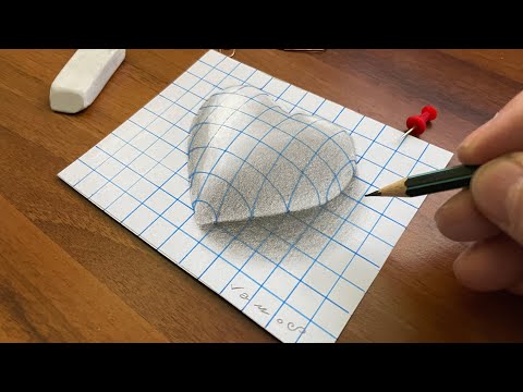 How to Draw 3D Heart on Graph Paper - Valentine's Day...