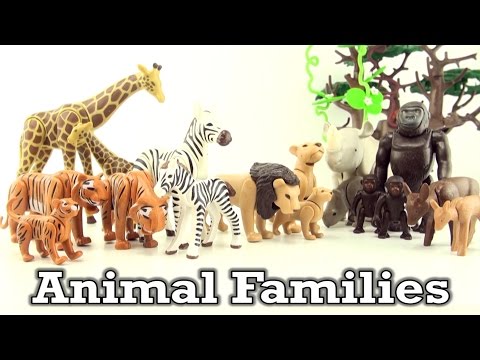 Playmobil Animal Family - Giraffe, Gorilla, Lion, Tiger, Zebra, Rhino - from Playmobil zoo