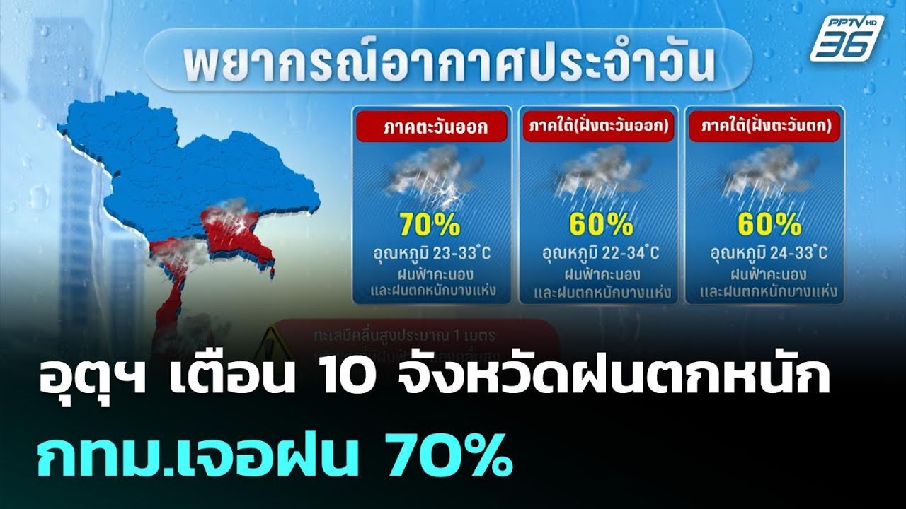 อุตุฯ เตือน 10 จังหวัดฝนตกหนัก กทม.เจอฝน 70% | จับข่าวคุ