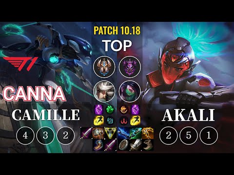 T1 Canna Camille vs Akali Top - KR Patch 10.18
