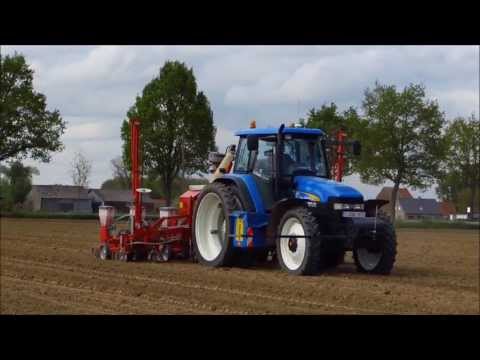 New Holland TM 140 en Becker mais zaaier - Verhelst uit Zulzeke