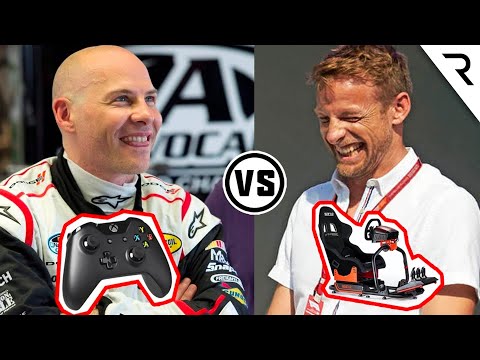 Jenson Button (on a sim rig) vs Jacques Villeneuve (on an Xbox Controller!) - Allstar Legends Battle