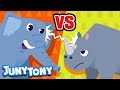 Elephant vs. Rhino | Vs Series Song for Kids | Who is the Best? | Kindergarten Song | JunyTony