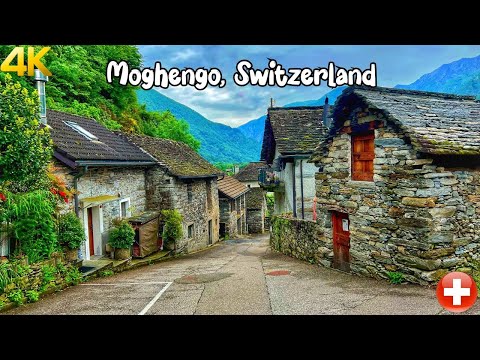 Moghegno, Switzerland walking tour 4K - A unique charming Swiss village in Maggia valley