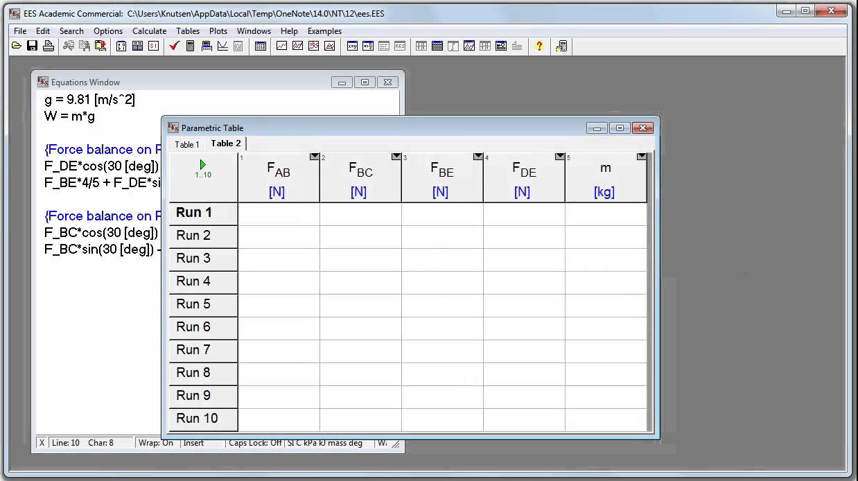 Using EES for Statics